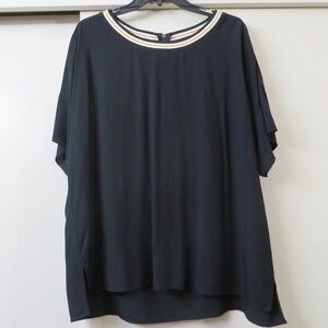 DR2 by Daniel Rainn Trim Drop Sleeve Blouse Black Medium